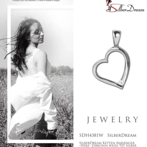 SilberDream Ketten Anhänger -Herz- Zirkonia weiß 925 Silber SDH4381W