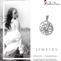 SilberDream Ketten Anhänger Scheibe Zirkonia weiß 925 Silber SDH431W