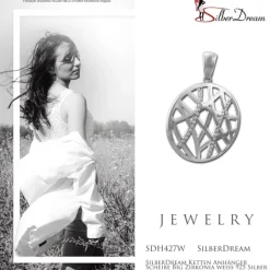SilberDream Ketten Anhänger Scheibe Big Zirkonia weiß 925 Silber SDH427W