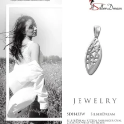 SilberDream Ketten Anhänger Oval Zirkonia weiß 925 Silber SDH433W