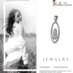 SilberDream Ketten Anhänger Oval Zirkonia weiß 925 Silber SDH406W