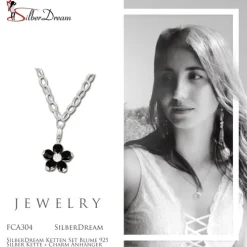SilberDream Ketten Set Blume 925 Silber Kette + Charm Anhänger FCA304