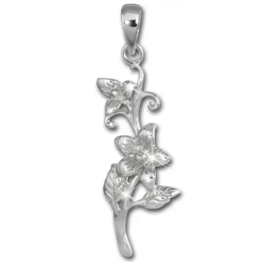 SilberDream Kettenanhänger Blume Jasmin 925 Silber Damen Anhänger SDH460J