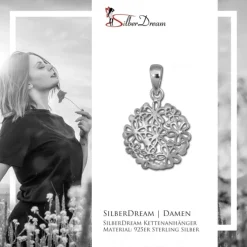 SilberDream Kettenanhänger Blumemscheibe 925 Silber Damen Anhänger SDH456J