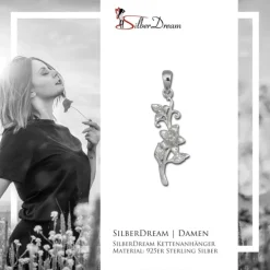 SilberDream Kettenanhänger Blume Jasmin 925 Silber Damen Anhänger SDH460J