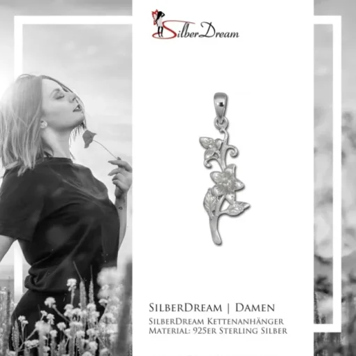 SilberDream Kettenanhänger Blume Jasmin 925 Silber Damen Anhänger SDH460J