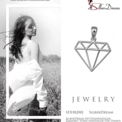 SilberDream Kettenanhänger Diamant Form Anhänger für Damen 925er Silber SDH8200J