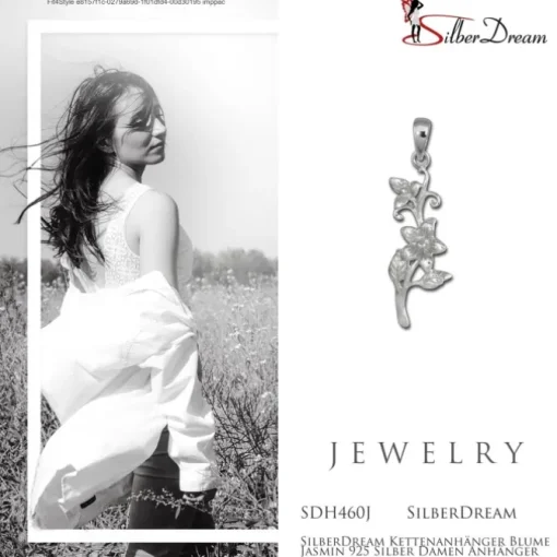 SilberDream Kettenanhänger Blume Jasmin 925 Silber Damen Anhänger SDH460J