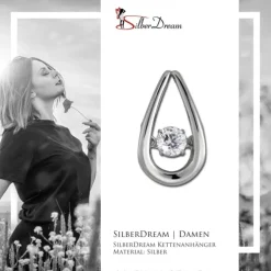 SilberDream Kettenanhänger Träne beweglicher Zirkonia Silber DSH105W