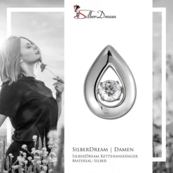 SilberDream Kettenanhänger 925 Tropfen beweglicher Zirkonia DSH101W