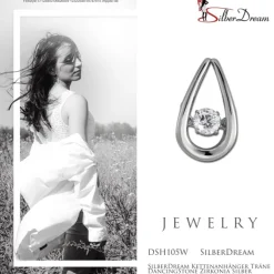 SilberDream Kettenanhänger Träne beweglicher Zirkonia Silber DSH105W