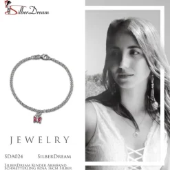 SilberDream Kinder Armband Schmetterling rosa 16cm Silber SDA024