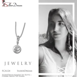 SilberDream Kinder Set Kette + Charm Smiley 925 Silber FCA124