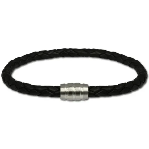 SilberDream Leder Armband schwarz mit Edelstahl Verschluss LS1501