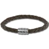 SilberDream Leder Armband dunkelbraun 20cm Edelstahl Verschluss LAB0320