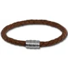 SilberDream Leder Armband braun 22cm Edelstahl Verschluss LAB0622