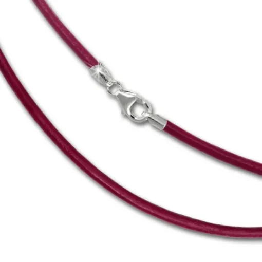 SilberDream Leder Armband 21cm pink 2mm für Charms SML7421