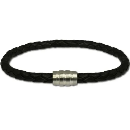 SilberDream Leder Armband schwarz mit Edelstahl Verschluss LS1502