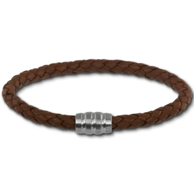 SilberDream Leder Armband 5mm braun 20cm Edelstahl Verschluss LAB0220