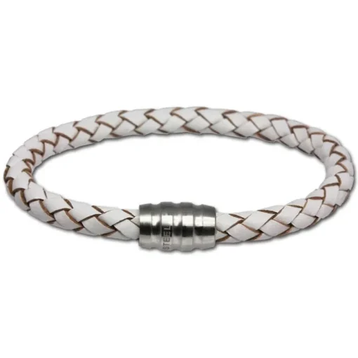 SilberDream Leder Armband weiß 20cm mit Edelstahl Verschluss LS1522