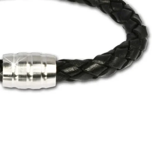 SilberDream Leder Armband schwarz mit Edelstahl Verschluss LS1803