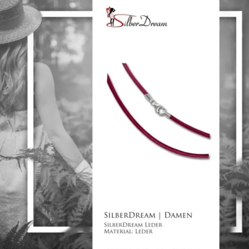 SilberDream Leder Armband 21cm pink 2mm für Charms SML7421