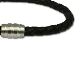SilberDream Leder Armband schwarz mit Edelstahl Verschluss LS1502