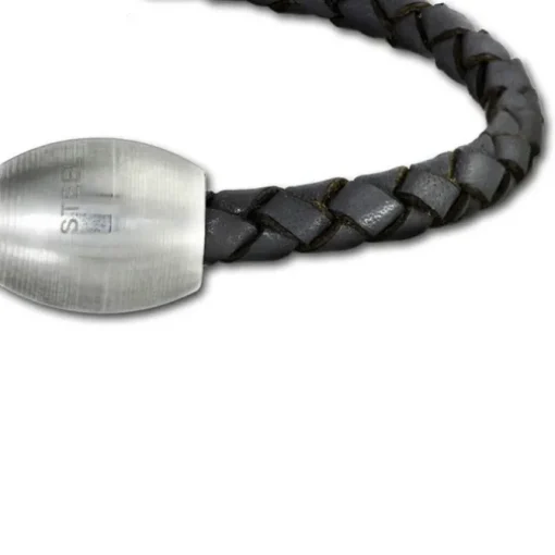 SilberDream Leder Armband 19cm grau mit Edelstahl Verschluss LS1471