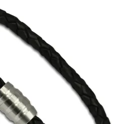SilberDream Leder Armband schwarz mit Edelstahl Verschluss LS1501