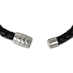 SilberDream Leder Armband schwarz mit Edelstahl Verschluss LS1803