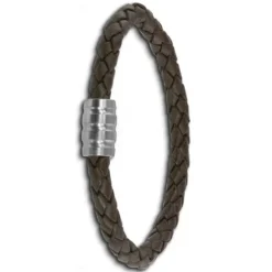 SilberDream Leder Armband dunkelbraun 20cm Edelstahl Verschluss LAB0320