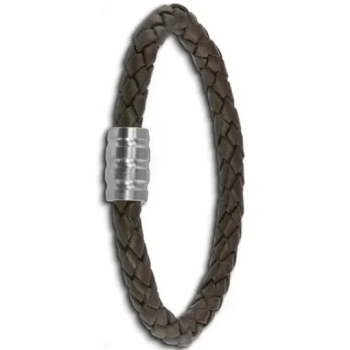 SilberDream Leder Armband dunkelbraun 20cm Edelstahl Verschluss LAB0320