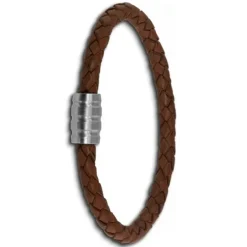 SilberDream Leder Armband braun 22cm Edelstahl Verschluss LAB0622