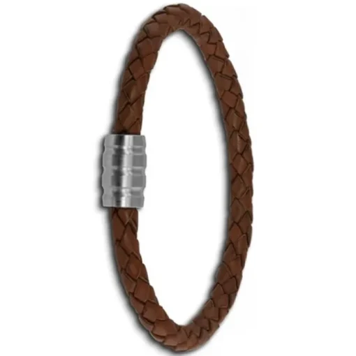 SilberDream Leder Armband braun 22cm Edelstahl Verschluss LAB0622