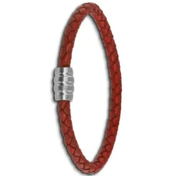 SilberDream Leder Armband 5mm rostrot 22cm Edelstahl Verschluss LAB0522