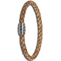 SilberDream Leder Armband 5mm natur 22cm Edelstahl Verschluss LAB0722