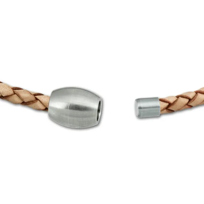 SilberDream Leder Armband 21cm natur mit Edelstahl Verschluss LS1492