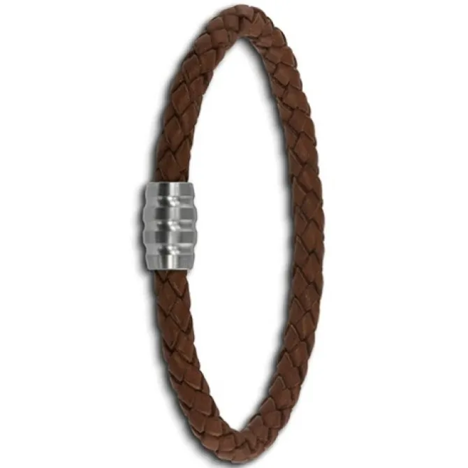 SilberDream Leder Armband 5mm braun 20cm Edelstahl Verschluss LAB0220