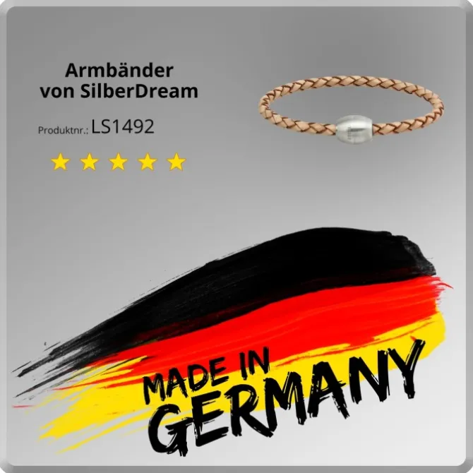 SilberDream Leder Armband 21cm natur mit Edelstahl Verschluss LS1492