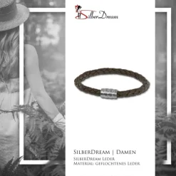 SilberDream Leder Armband dunkelbraun 20cm Edelstahl Verschluss LAB0320