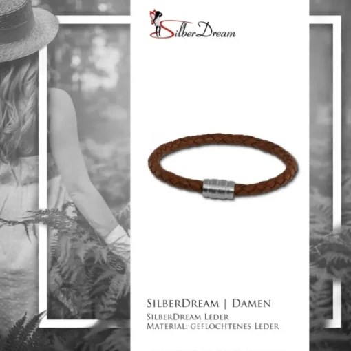 SilberDream Leder Armband braun 22cm Edelstahl Verschluss LAB0622