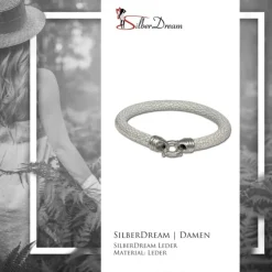 SilberDream Leder Armband weiß 6mm mit 925er Verschluss LS2622