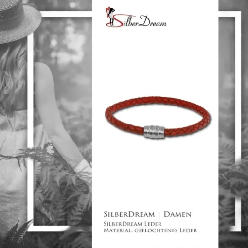 SilberDream Leder Armband 5mm rostrot 22cm Edelstahl Verschluss LAB0522