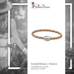 SilberDream Leder Armband 21cm natur mit Edelstahl Verschluss LS1492