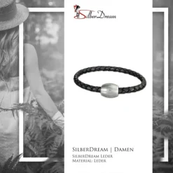 SilberDream Leder Armband 19cm grau mit Edelstahl Verschluss LS1471