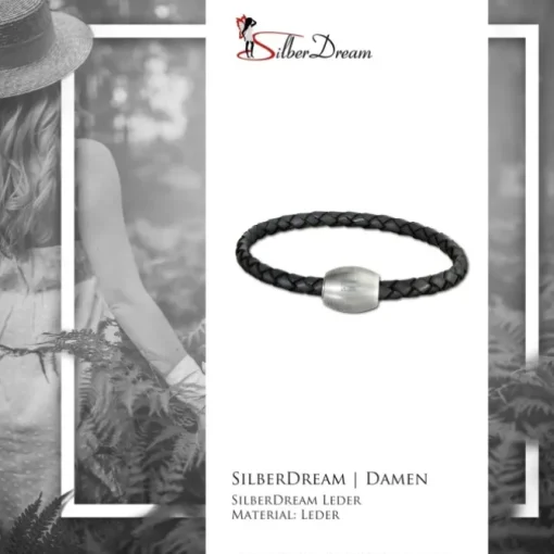 SilberDream Leder Armband 19cm grau mit Edelstahl Verschluss LS1471