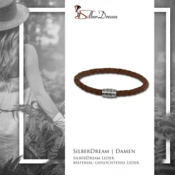 SilberDream Leder Armband 5mm braun 20cm Edelstahl Verschluss LAB0220