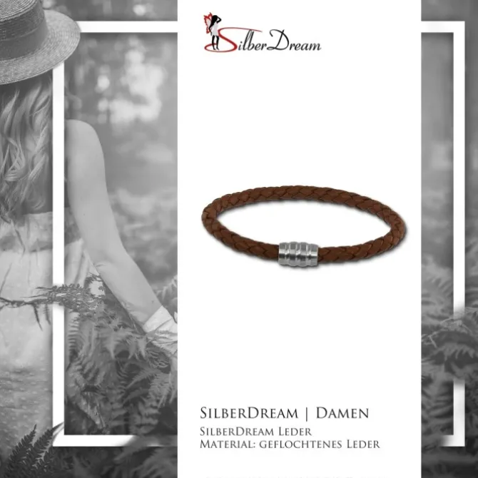 SilberDream Leder Armband 5mm braun 20cm Edelstahl Verschluss LAB0220