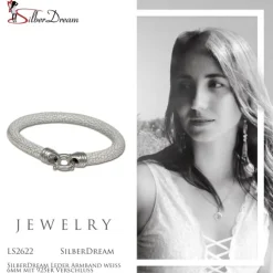 SilberDream Leder Armband weiß 6mm mit 925er Verschluss LS2622