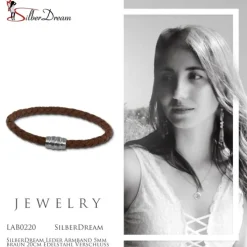 SilberDream Leder Armband 5mm braun 20cm Edelstahl Verschluss LAB0220